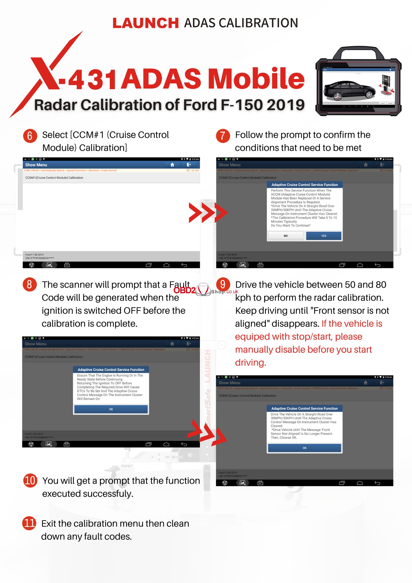 Ford F-150 2019 Radar Calibration via Launch X-431 PAD VII 01